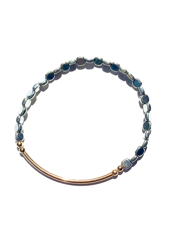 hematite and gold bracelet-cvbnb